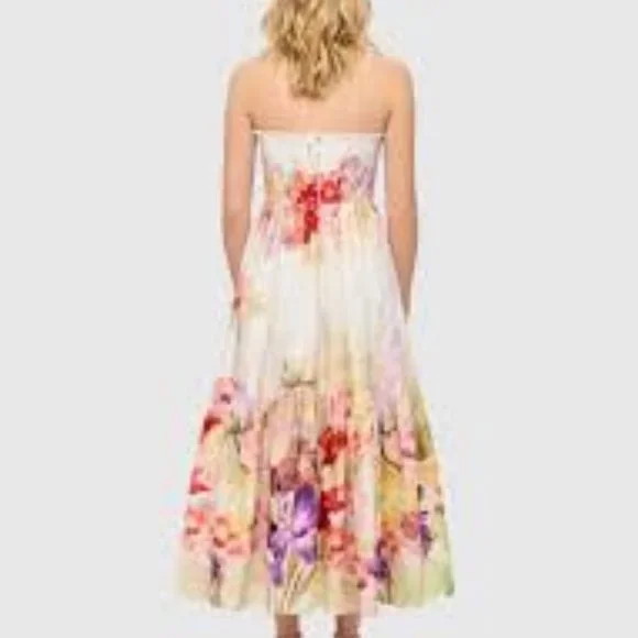 Leo Lin Rose Floral Bustier Dress Midi - nationalbodyline.in
